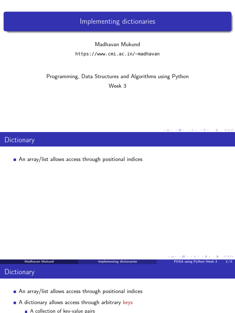 Implementing Dictionaries in Python | PDF | Algorithms | Computer Data
