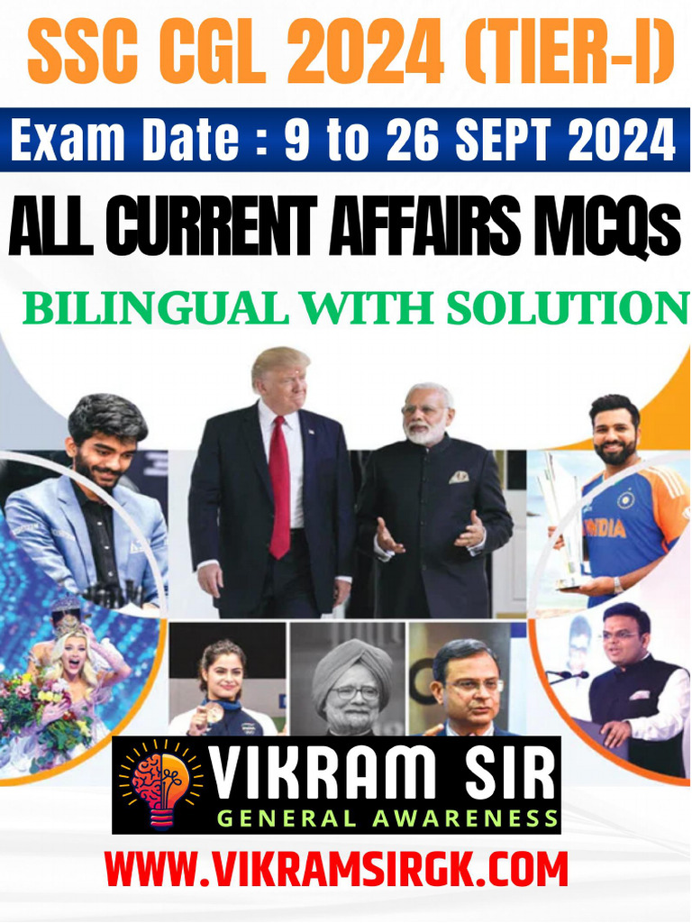 CGL 2024 (Tier-I) - All Current Affairs Mcqs - Bilingual | PDF