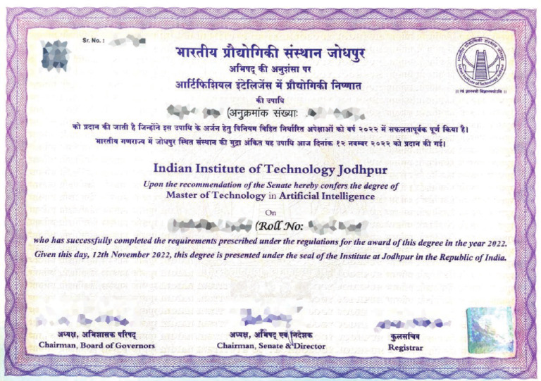 Iitj Mtech Ai Degree | PDF