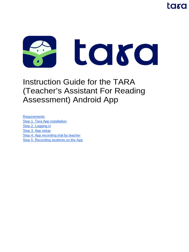 TARA App: Teacher's Guide for Setup | PDF | Mobile App | Android ...