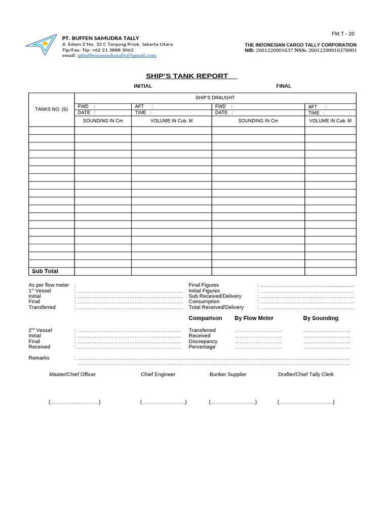 Ship's Tank Report Overview | PDF | Shipping | Ships