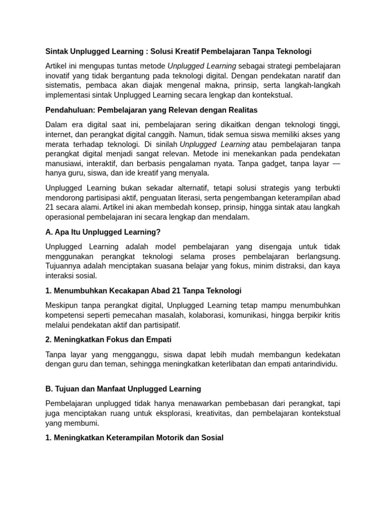 Sintak Unplugged Learning | PDF