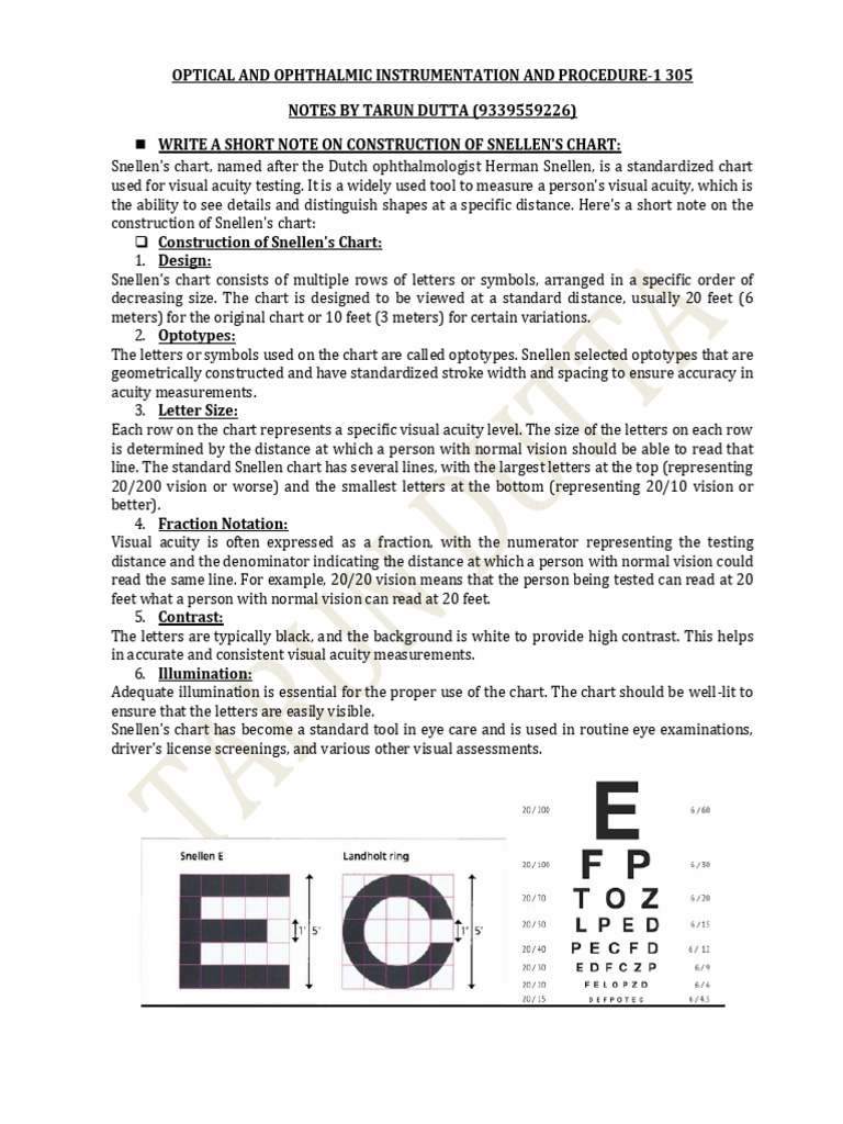 305 Optical & Ophthalmic Instruments and Procedure Notes (Including 10 ...