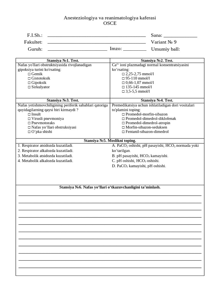 OSCE Variant 9 | PDF