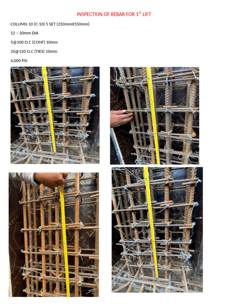 Rebar Inspection Specifications for Concrete | PDF