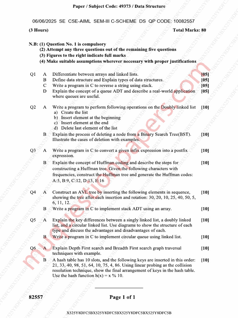 CSE-AIML SEM-III Exam Question Paper | PDF