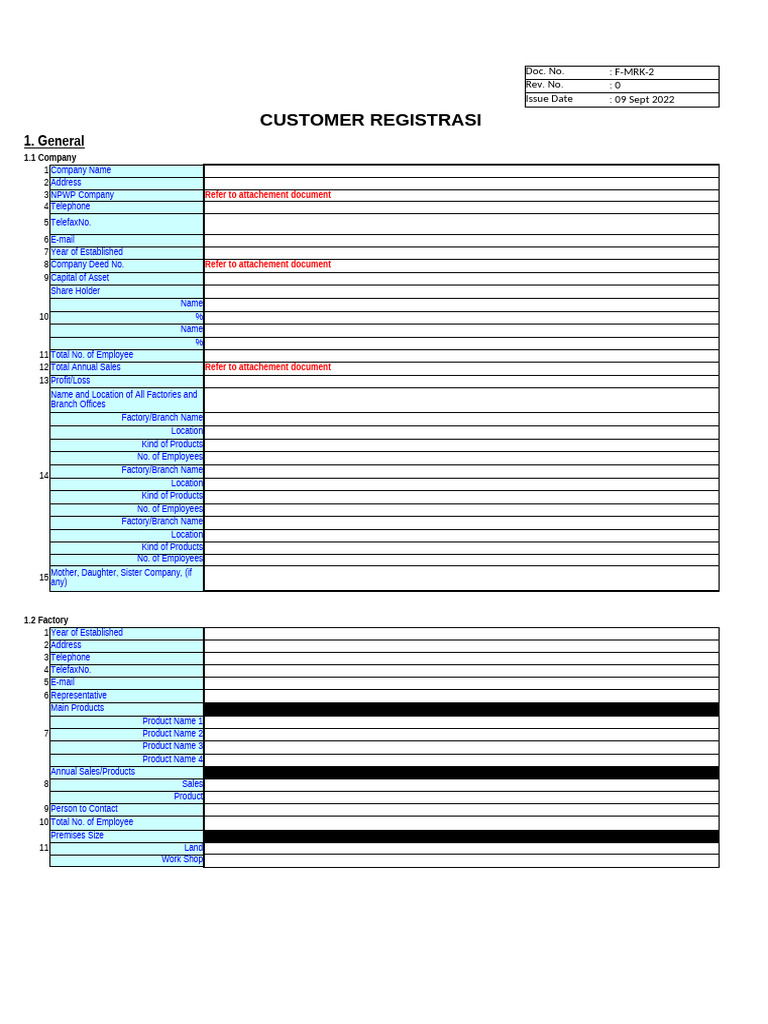 F MRK 02 Costumer Regist | PDF