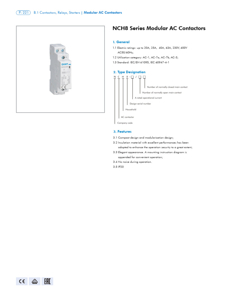 Modular AC Contactors Specifications | PDF | Mains Electricity ...