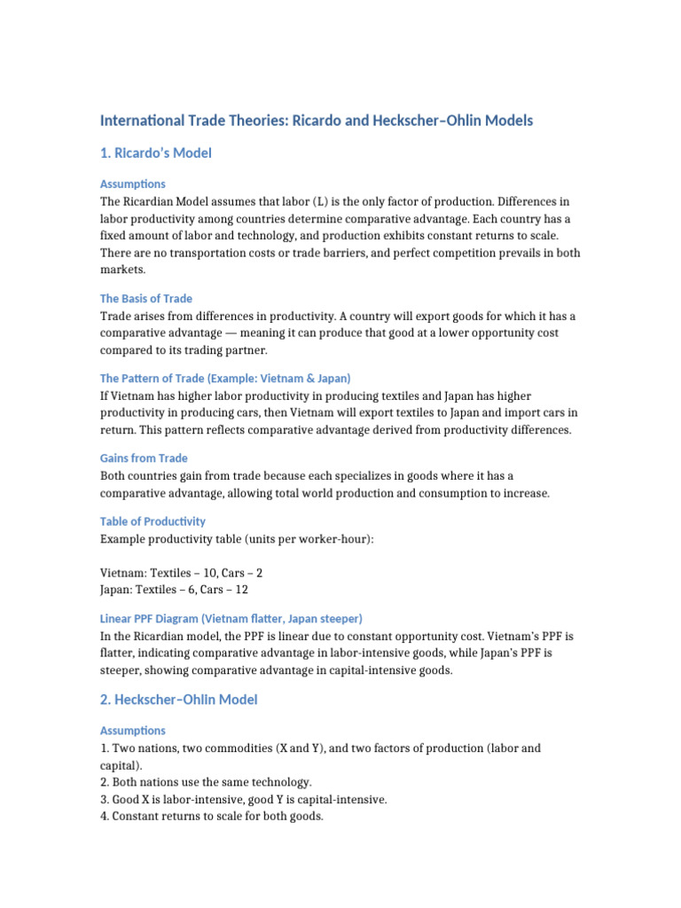 International Trade Models | PDF | Comparative Advantage | Economics