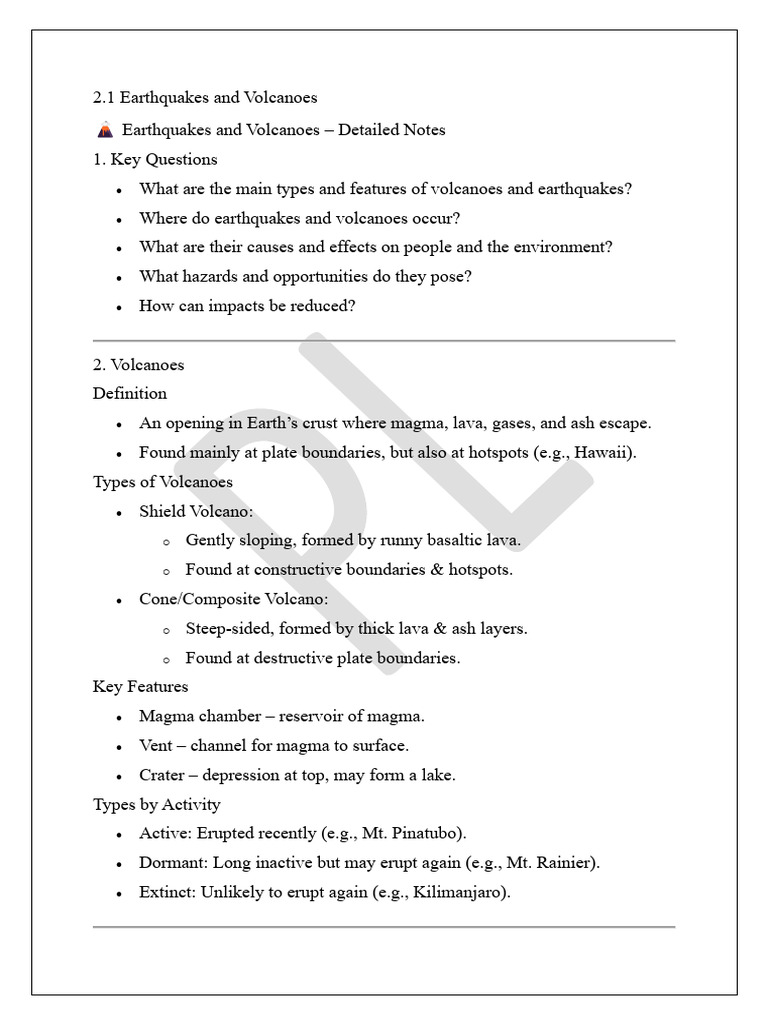 Earthquakes and Volcanoes: Key Insights | PDF | Volcano | Earthquakes