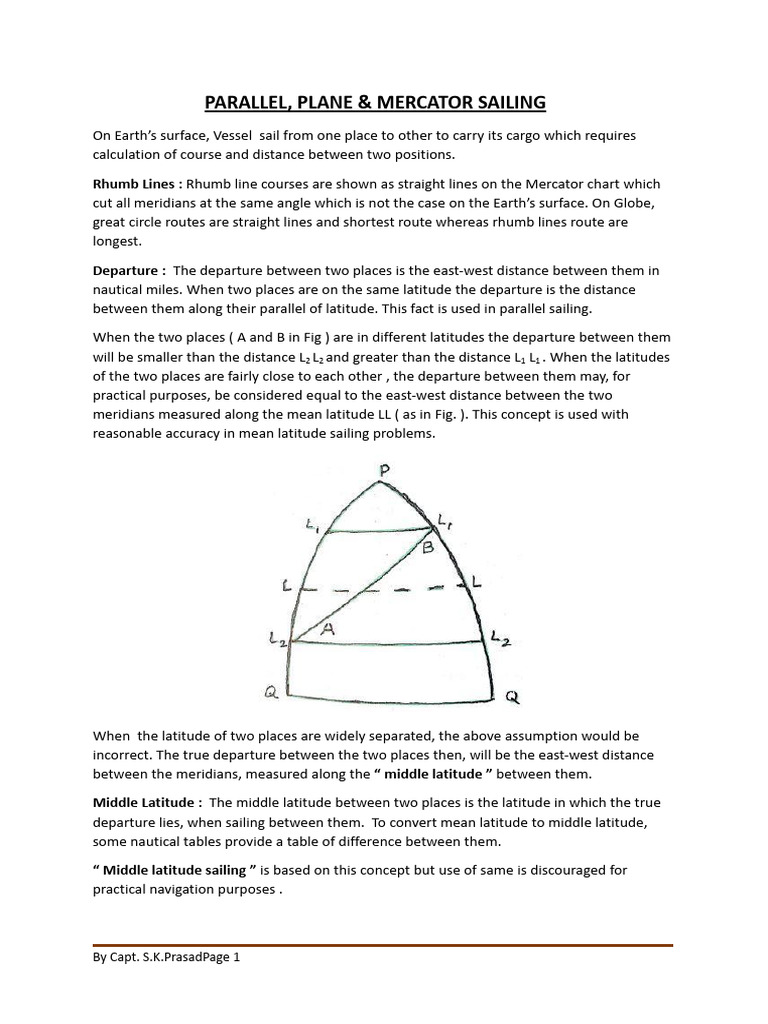 Sailing Techniques: Parallel & Plane Navigation | PDF | Latitude ...
