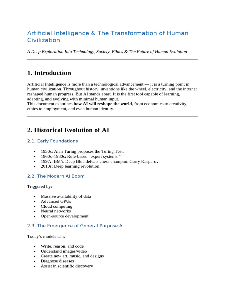 Artificial Intelligence & The Transformation of Human Civilization ...