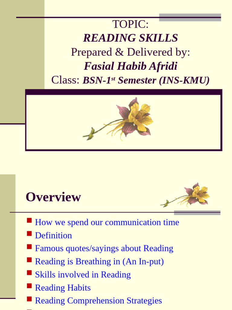 Essential Reading Skills Overview | PDF | Speed Reading | Reading ...