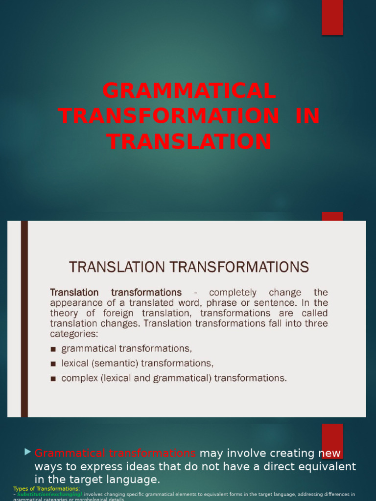 Grammatical Transformations in Translation | PDF | English Language ...