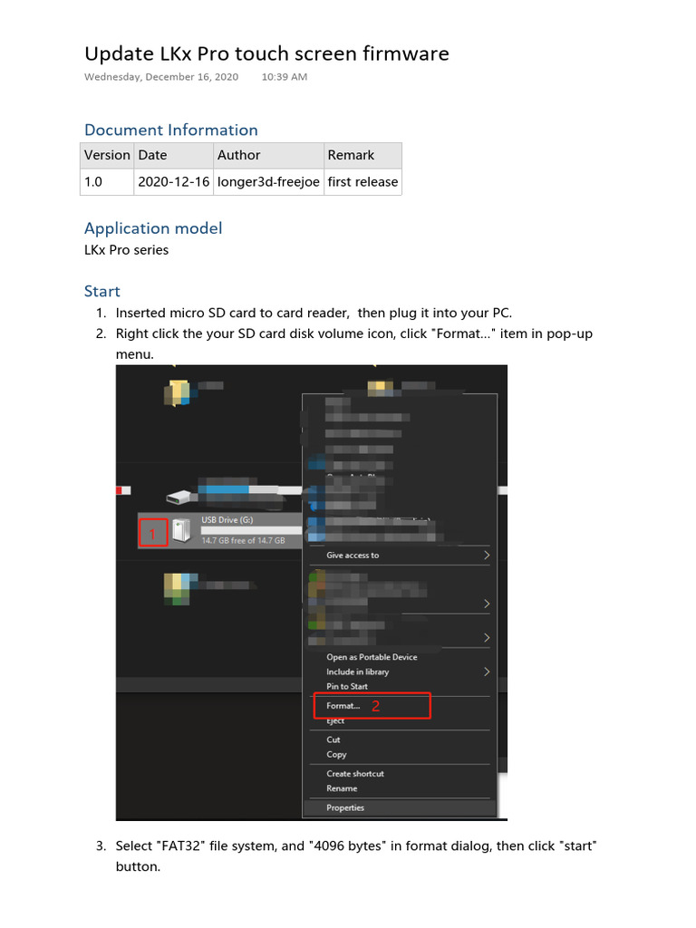 Update LKX Pro Touch Screen Firmware 1.0 | PDF