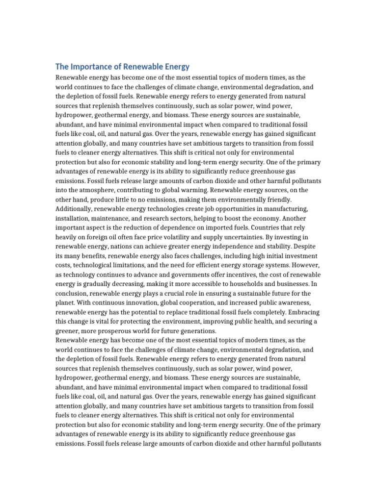 Benefits of Renewable Energy Transition | PDF | Renewable Energy ...