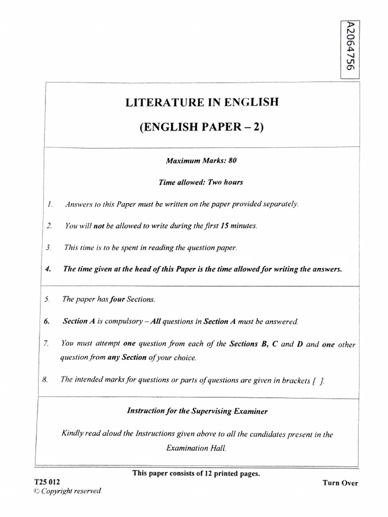 English Literature Exam Paper Guide | PDF | Mark Antony | Augustus