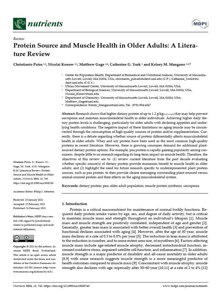 Protein Source and Muscle Health in Older Adults A | PDF | Dietary ...