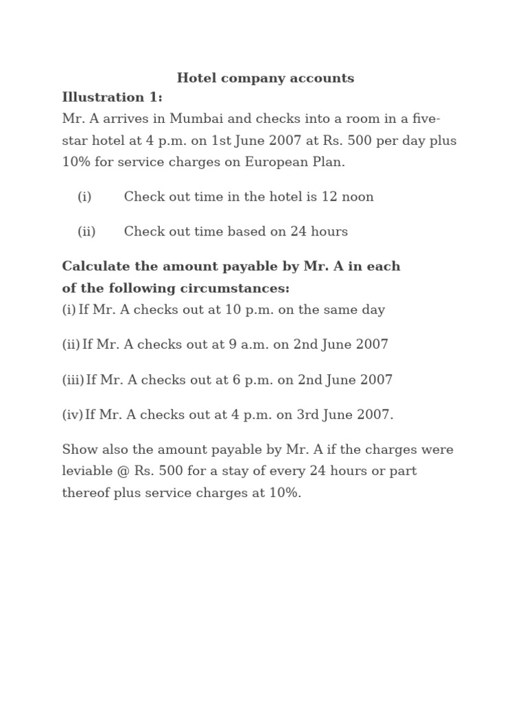 Hotel Billing and Occupancy Calculations | PDF