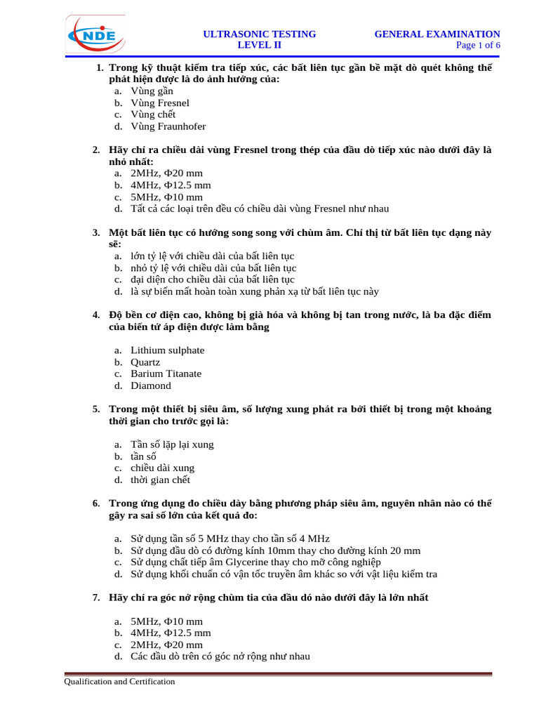 Ut Level II - General | PDF