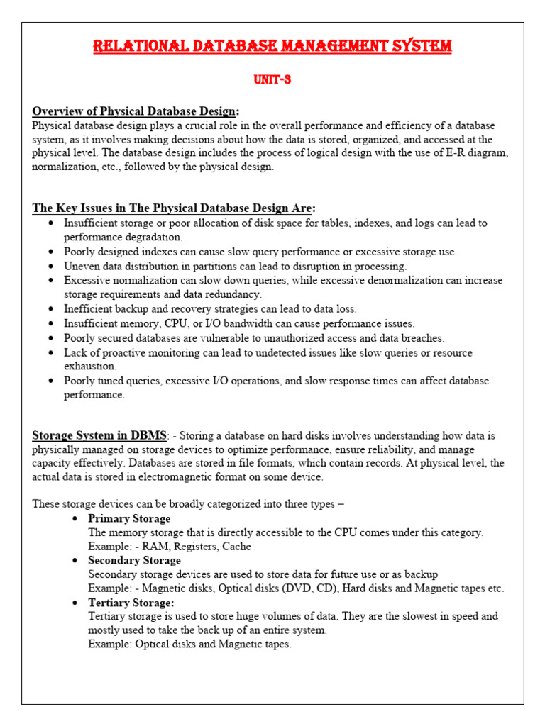 Physical Database Design Overview | PDF | Database Index | Hard Disk Drive