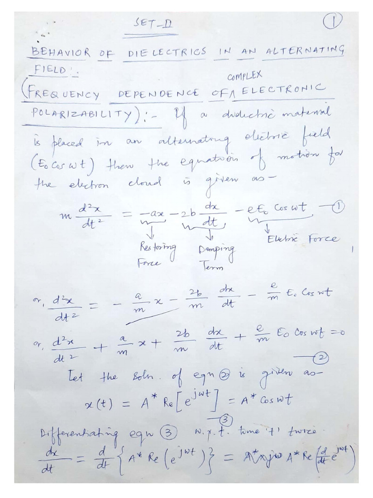 Behavior of Dielectrics in An Alternating Electric Field | PDF