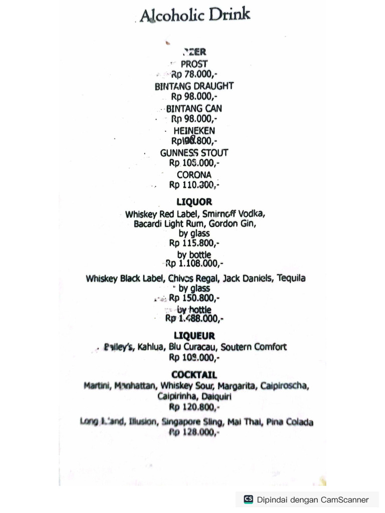 Menu Beverage | PDF