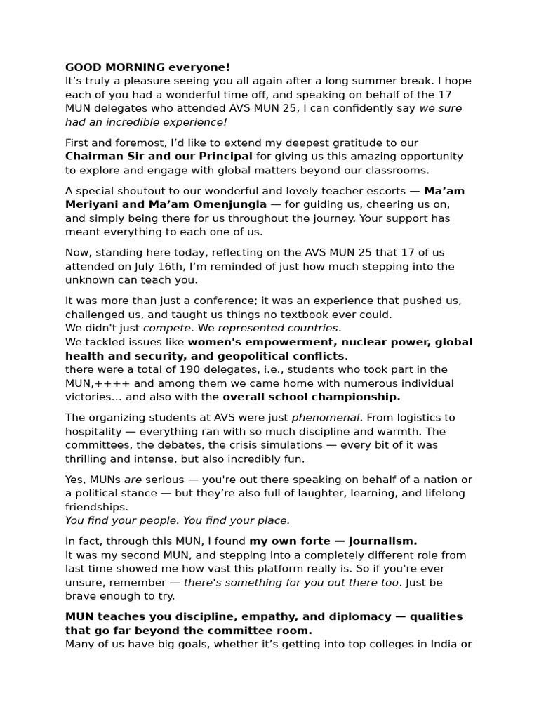 Mun Speech | PDF