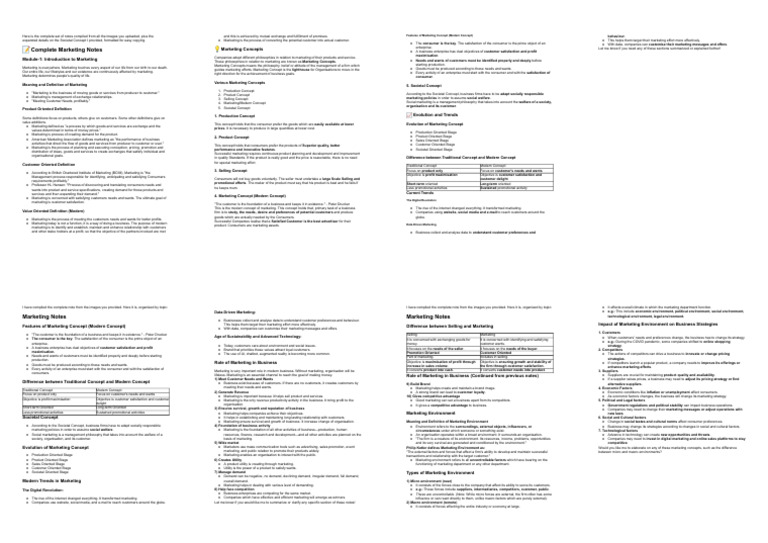 Comprehensive Marketing Concepts Guide | PDF | Marketing | Customer