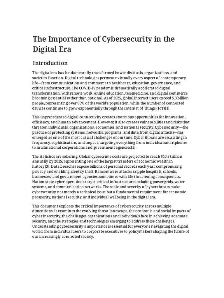 Cybersecurity Challenges in the Digital Era | PDF | Security | Computer ...