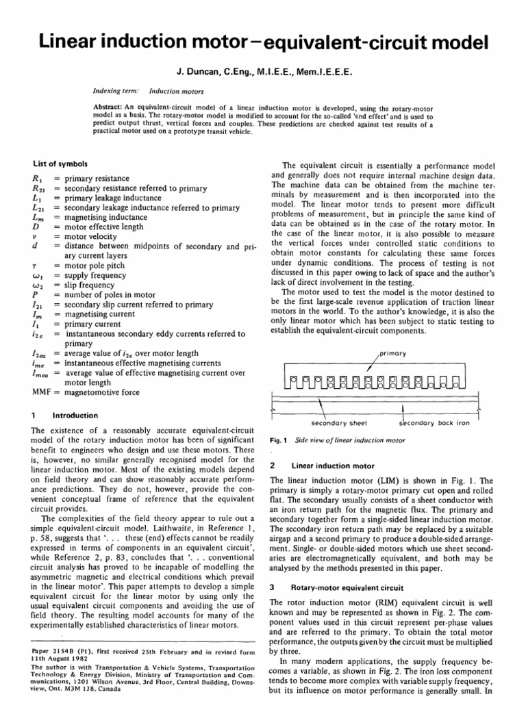 Linear Induction Motor Circuit Model | PDF | Electromagnetic Induction ...