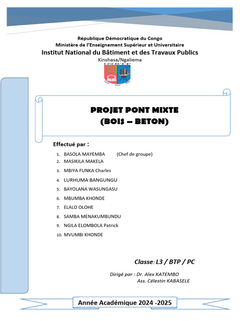 Projet de Pont Mixte en RDC 2024-2025 | PDF