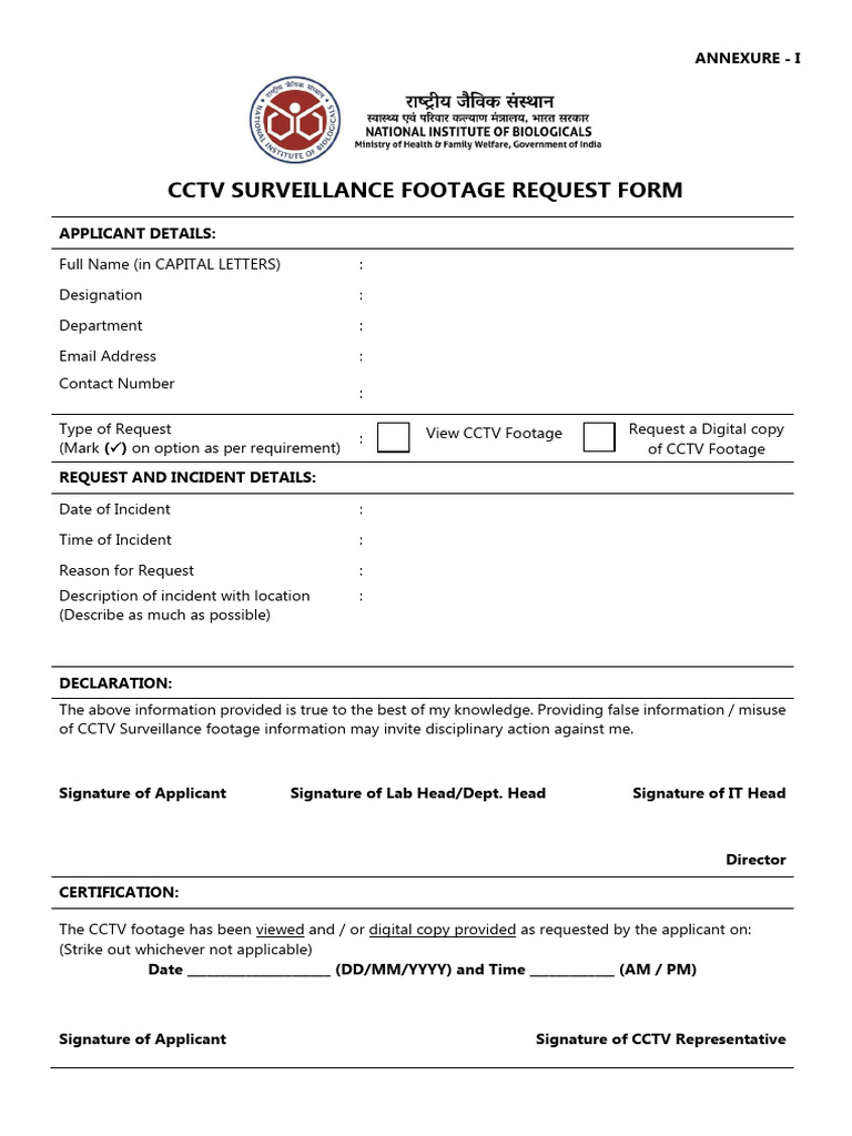 CCTV Form | PDF