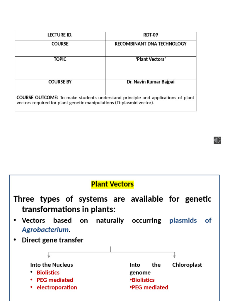 Plant Vectors in Genetic Engineering | PDF | Organisms | Molecular Biology