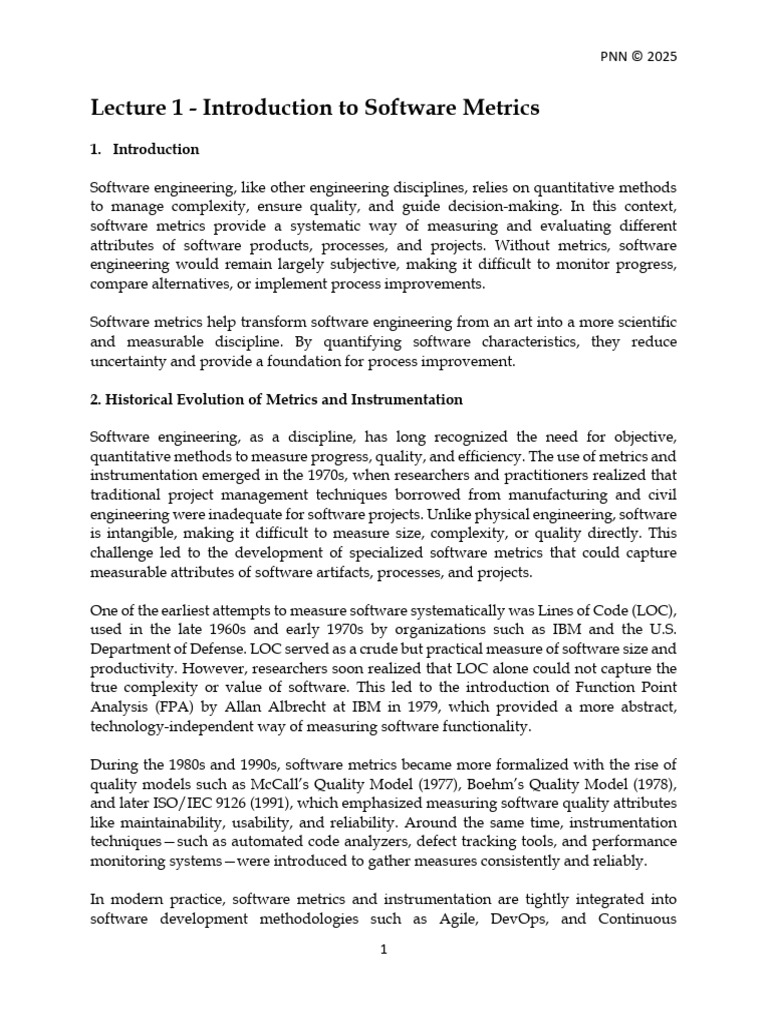 Introduction to Software Metrics Overview | PDF | Performance Indicator ...