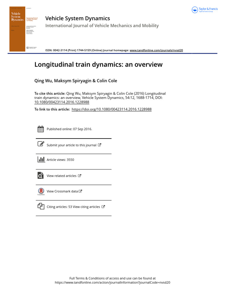 Overview of Longitudinal Train Dynamics | PDF | Force | Simulation