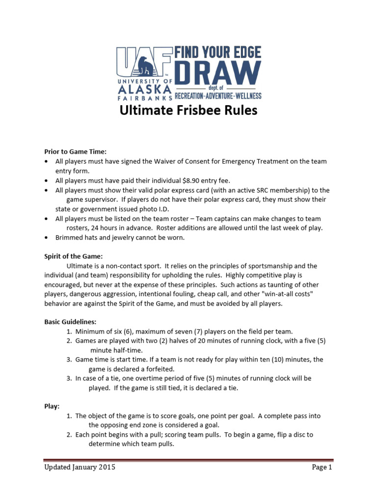 REVISED Ultimate Rules 2015 | PDF | Sports Rules And Regulations ...