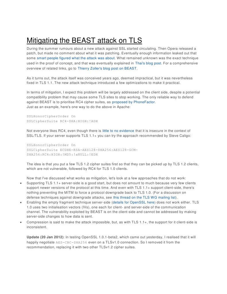 Mitigating The BEAST Attack On TLS | PDF | Transport Layer Security ...