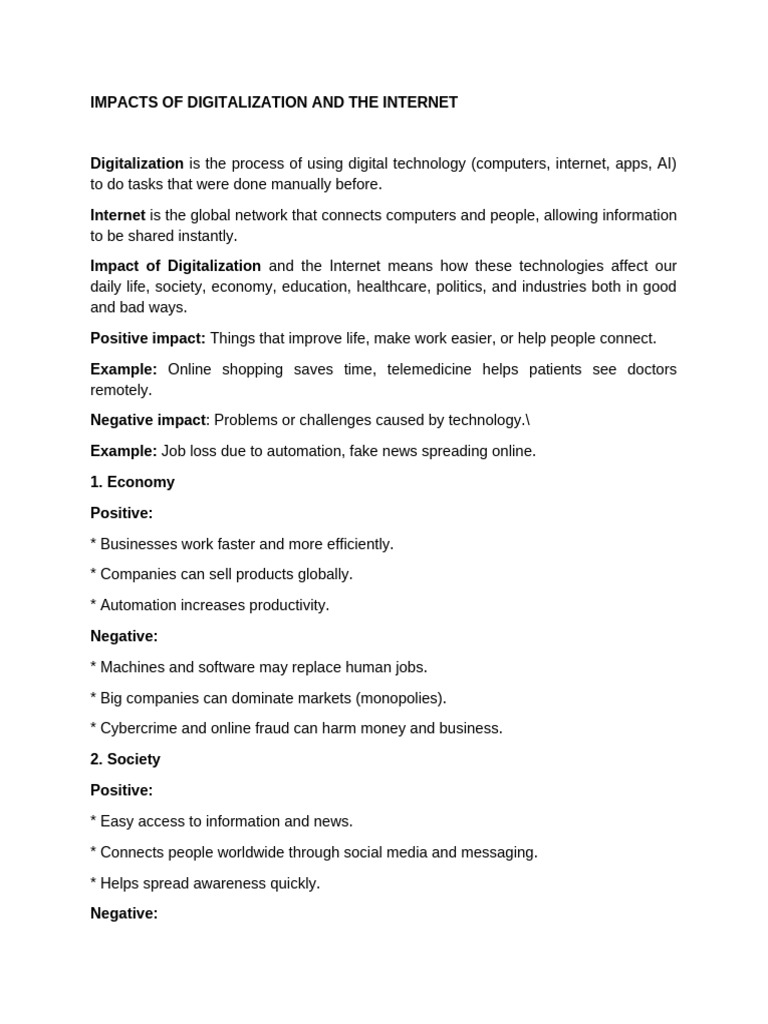 Impacts of Digitalization and The Internet | PDF | Artificial ...