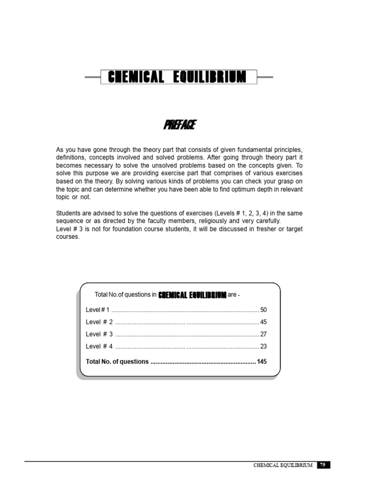 Chemical Equilibrium Exercises and Concepts | PDF | Chemical ...
