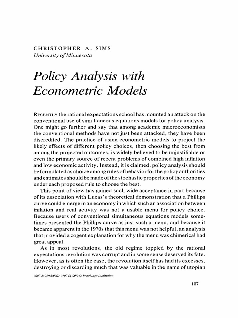Econometric Models in Policy Analysis | PDF | Rational Expectations ...