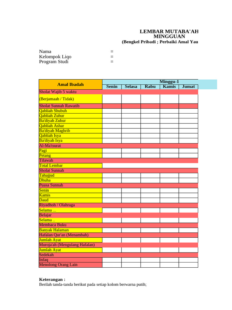 Lembar Muthaba'ah-1 jerrrrrrrrrrrrrrrrrr | PDF