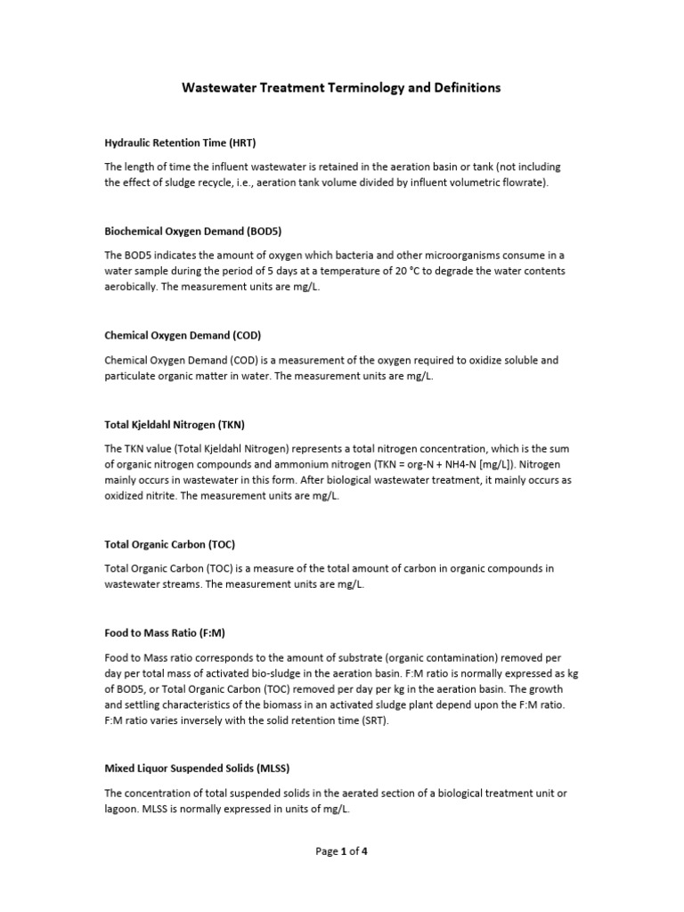 Wastewater Treatment Terms Explained | PDF | Sewage Treatment ...
