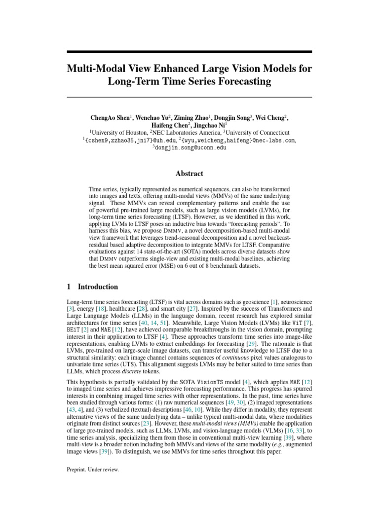 Multi-Modal Framework for Time Series Forecasting | PDF | Time Series ...