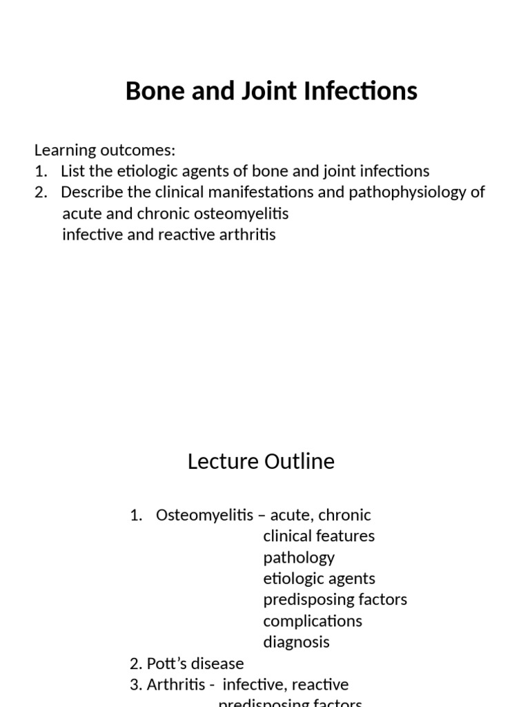 Bone and Joint Infections | PDF | Diseases And Disorders | Medical ...