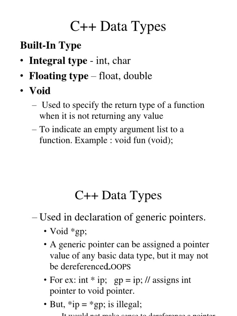 C++ Data Types and Control Structures | PDF | Data Type | Pointer ...