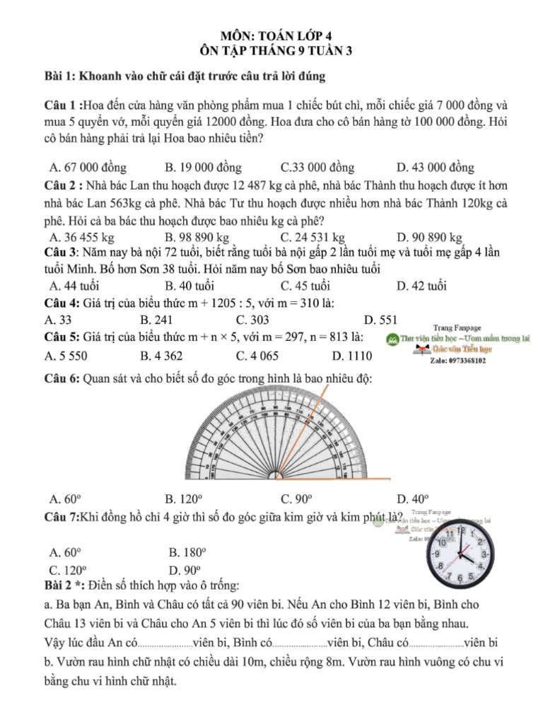 Tuan 3 Toan 4 PDF | PDF