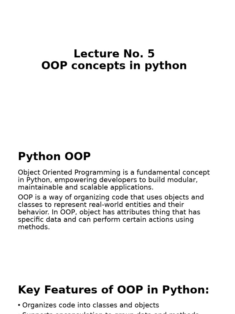 Python OOP Concepts Explained | PDF | Class (Computer Programming ...