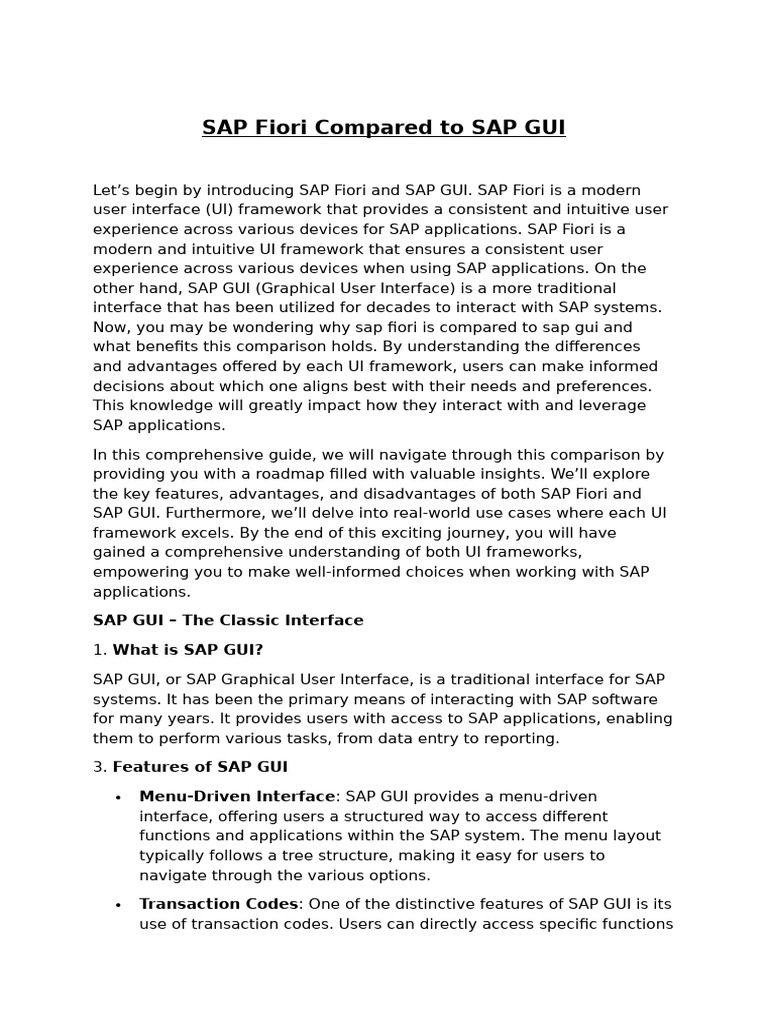 SAP Fiori vs. SAP GUI: Key Differences | PDF | Graphical User ...