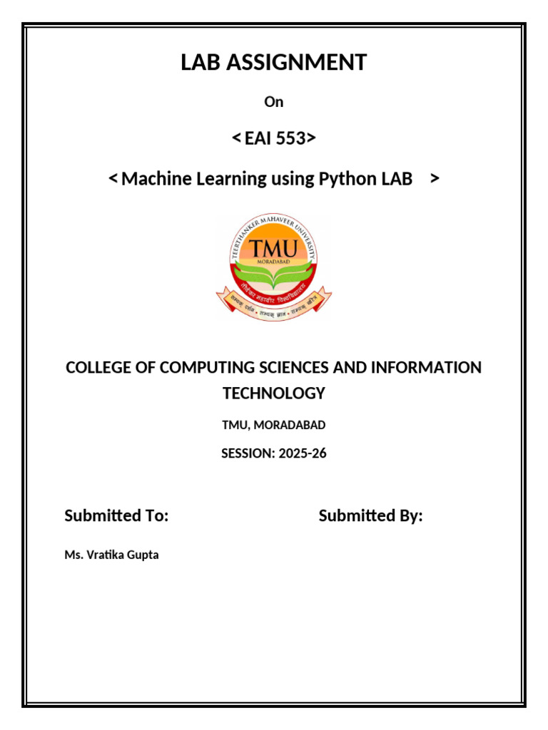 Python Machine Learning Lab Assignments | PDF | Statistical ...